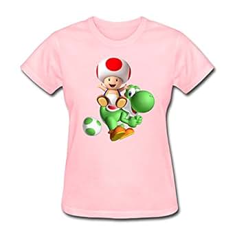 Amazon.com: ZHUYOUDAO Custom Super Mario Toad and Yoshi Tee for Womens Pink: Clothing