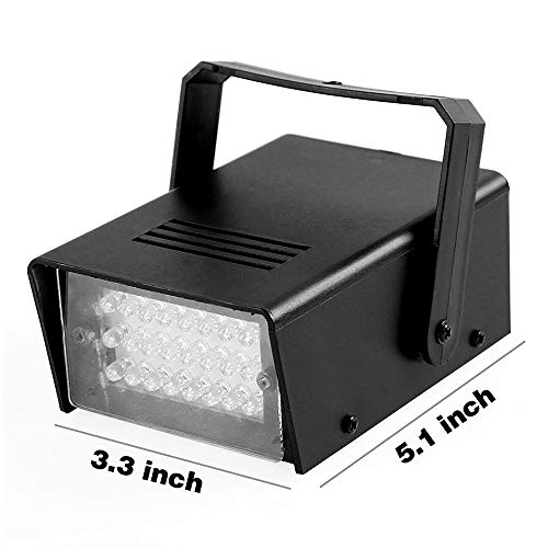 Mini Strobe Light with 24 Super Bright White LED Speed Controllable Special Stage Lighting Effects Designed for Bar Dance Hall Cabaret Parties Christmas Halloween Wedding Decoration (White)