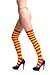 LissKiss Red & Orange Warm Winter Cotton - Orange Striped Opaque Over The Knee Socks