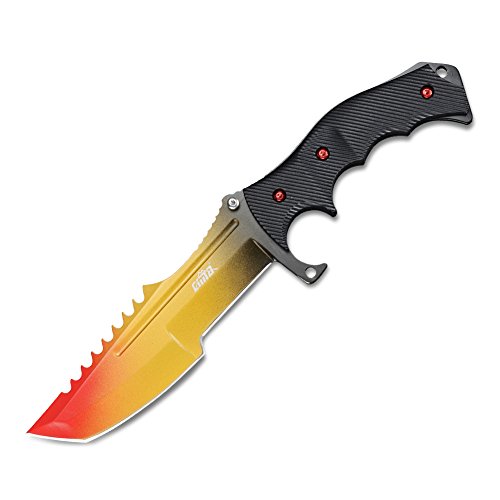 CIMA Multi-Color Fixed Blade Tactical Knife CS:GO Classic Knife,10.8 inch Overall (Gold red) (Best Cheap Cs Go Knife)