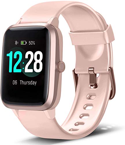 Lintelek Smart Watch with 1.3" LCD Full Touch Screen, Large Screen Fitness Tracker with Heart Rate Monitor, Pedometer, Sleep Tracker, Waterproof Activity Tracker for Men, Women and Gift (Pink)
