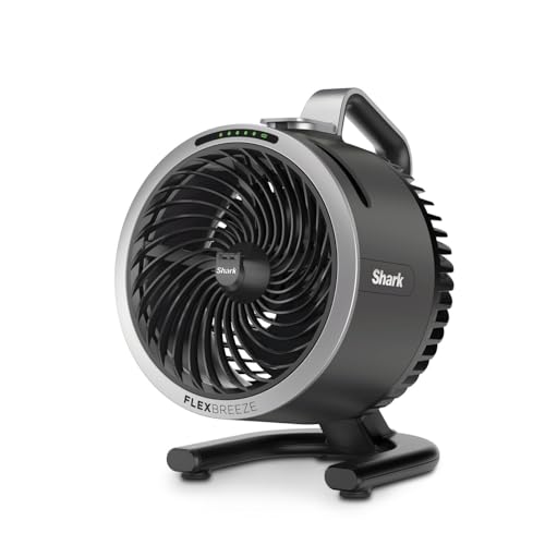 Shark FlexBreeze HydroGo, ventilatore portatile senza fili, ventilatore portatile con nebulizzatore, silenzioso, durevole, con e senza filo, compatto, 5 impostazioni di velocità, antracite FA050EU