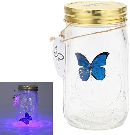 Gearmax® Romantic Glass LED Lamp Butterfly Jar Valentine Children Gift Decoration (Blue)