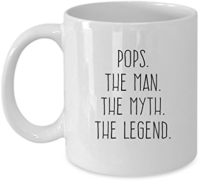 Pops. The Man, The Myth, The Legend - Coffee Mug - by LiveLafLove, 11OZ ceramic cup, perfect for grampa, grandfather, husband, dad, father