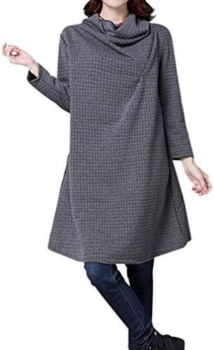 Second Roots Women’s Off Turtle A-Line Flare Long Sleeve Tunic Dress Asymmetrical Oblique Design M-3XL