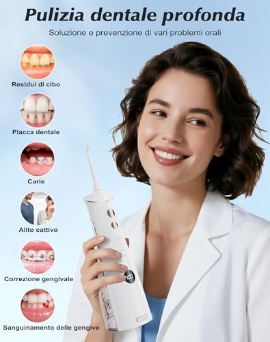 Dental Water Flosser 2025 Test Winner 5 Jet Nozzles and 4 Modes, Dental Hygiene and Interdental Cleaning, Oral Hygiene, Large Tank, IPX7 Waterproof for Home and Travel