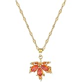 StyleJella Dainty Maple Leaf Pendant Necklace for Women - Simple and Elegant Crystal Chain with Rhinestone Maple Leaf Pendant Necklace ,Perfect Fall Jewelry Gift for Wedding, Prom, Thanksgiving and Autumn