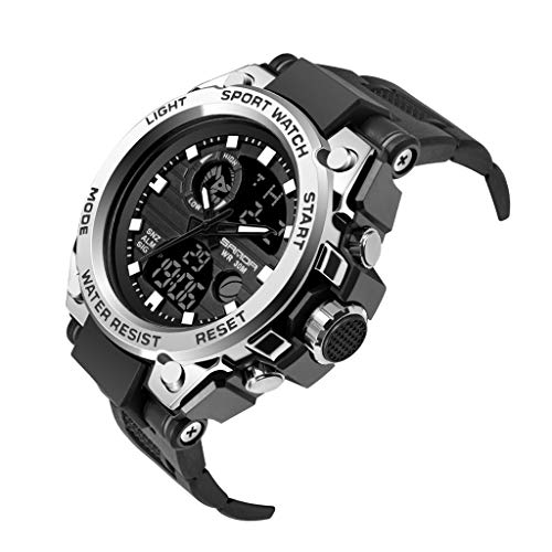 Clearance! Hot Sale! ❤Sanda Men Sport Watch Dual Display Analog Digital LED Electronic Wrist Watches for Father Men Student Youth Teens Boyfriend Lover's Birthday Anniversary Gift Under 10 Dollars