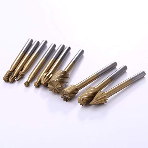 10pcs/Set HSS Titanium Dremel Routing Rotary Milling Cutter Tool Rotary File Cutter Wood Tool Bur Bit Engraving Bits Tool