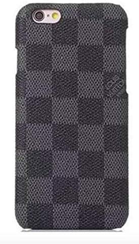 iPhone Luxury Designer Case, High Fashion Slim Durable Faux Leather Textured Checkered Case for iPhone 7+ & 8+ (Gray, iPhone 8+ / 7+)