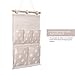 Homecube Linen Cotton Fabric Wall Door Cloth Hanging Storage Bag Case 5 Pocket Home Organizer (White Polka Dots)