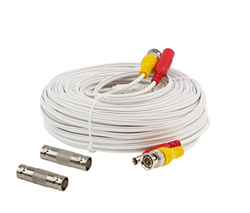 InstallerCCTV 100ft Pre-made All-in-One BNC Video and Power Cable with Connector for Surveillance CCTV Security Camera Video System - White - Thumbnail 4