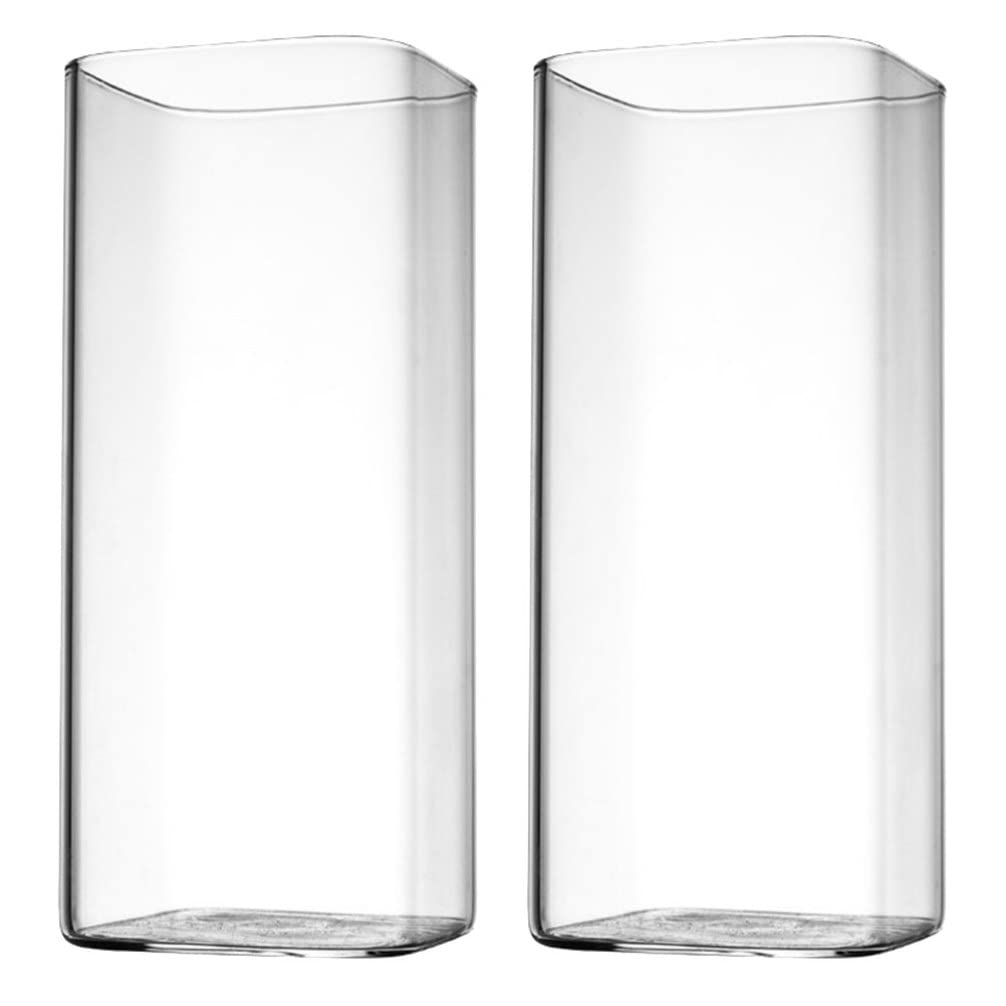 Cabilock 2pcs Glass Cup Simple Breakfast Cup for Juice Milk Microwave Safe for Morning Coffee Ice Coffee