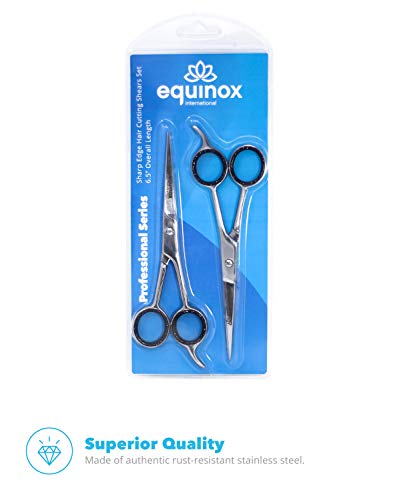 Equinox 2-Pack Professional Shears Razor Edge Series - Barber Hair Cutting Scissors/Shears - 6.5" with Finger Inserts