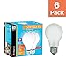 A19 Frosted Incandescent Rough Service Light Bulb, 60 Watt, 2700K Soft White, E26 Medium Base, 550 Lumens, 130V (6 Pack)
