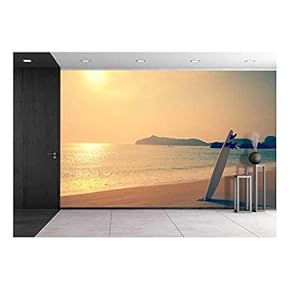 Old Photo of Surfboard on The Wild Beach of Hawaii, Us - Removable Wall Mural | Self-Adhesive Large Wallpaper - 66x96 inches