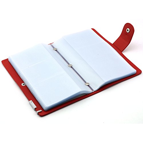 Longdex Soft Leather Business Name Card Holder Book with 102 Card Slots Credit Card Holder Wallet (Red)