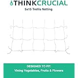 Durable 5' x 15' Heavy Duty Nylon Trellis Vine Heavy Duty Netting, Perfect for Gardening Fruits, Vegetables, Plants &amp; More, Maximum Durability, by Think Crucial