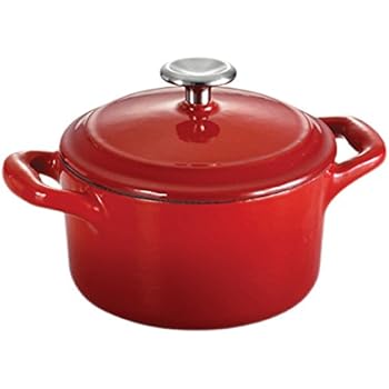 Tramontina 80131/049DS Enameled Cast Iron Covered Mini Cocotte, 10.5-Ounce, Gradated Red
