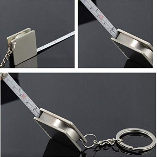 LJSLYJ Measuring Tools Stainless Steel Retractable Ruler Tape Measure Keychain Key Ring Gauging Tools Keyring Pull Ruler