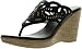 C Label Midori-4 Womens Slip On Beaded Rhinestone T-Strap Thong Wedge Sandals