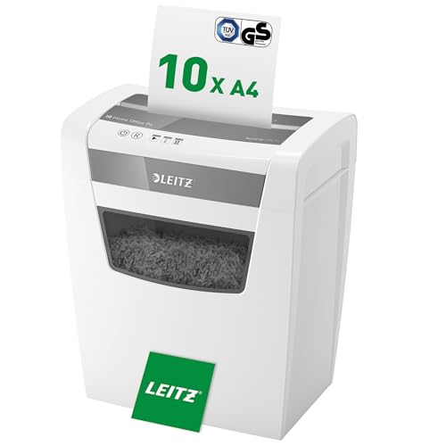 Leitz IQ, Distruggidocumenti Home Office P4, 12-10 Fogli A4 (70-80 gr/mq), Taglio a frammento, Sicurezza P4, Capacità 23 litri, Tecnologia Anti-Inceppamento e Touch-Control - 80090000