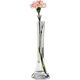 Clear Hand-Made Blown Art Glass Bud Vase Small Bud Decorative Floral Vase Mini Flower Bud Vase Single Stem Vases Table Centerpiece for Wedding Party Home and Office Décor-10 Inch