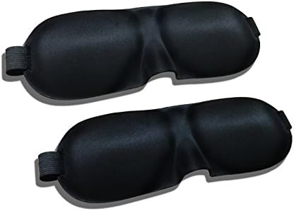 3D Contoured Super Soft Eye Masks 2 Pack , For Women &amp; Men Great for Travel/Nap/Night's Sleeping, Lightweight and Adjustable Head Strap, No Pressure ,Sleep Anywhere, Anytime (Black） …