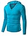 Doublju Mans Lightweight Henley Hoodie with Longsleeve