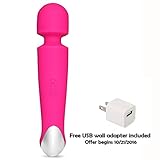 Massager Wand Wirelss Waterproof Rechargeable Therapeutic Powerful 18x Multi-Speed + Mini 10 Speed Travel Massager (Pink)