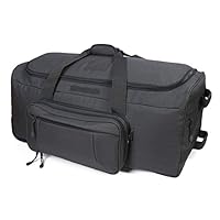 ARMYCAMOUSA Military Tactical Wheeled Deployment Trolley Duffel Bag Heavy-Duty Camping Hiking Running Trekking (08360A Grey)