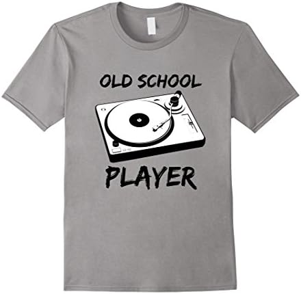Men's Old School Record Player Distressed Music Funny T Shirt 2XL Slate