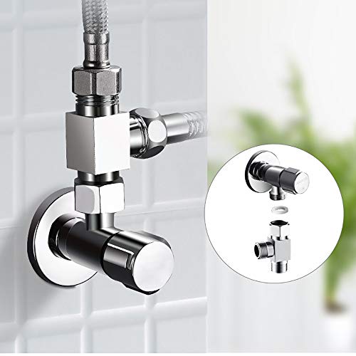 G1/2" Diverter Valve, Traditional Metal Shower Arm Brass Diverter T-adapter Valve 3-way Tee Connector for Handheld Bidet and Sprayer