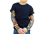 Wild Rose 720 Little Boys' Tattoo Shirt Cotton Tee Mesh Sleeves, Black