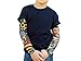 Wild Rose 720 Little Boys' Tattoo Shirt Cotton Tee Mesh Sleeves, Black