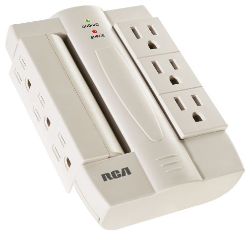 RCA PSWTS6F Wall Tap Surge Protector with 6 Swivel Outlets