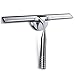 E-PRANCE Shower Window Squeegee, Deluxe Stainless Steel Squeegee for Bathroom Mirror Wiper, Window Glass Cleaning, Longer Handle with Stripes for Easy Grip (A)