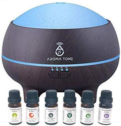 Essential Oil Diffuser Humidifier with Bluetooth Speaker Pure Aromatherapy LED Lights Wood Grain Color Pro Aroma Kit Diffuser-300ml