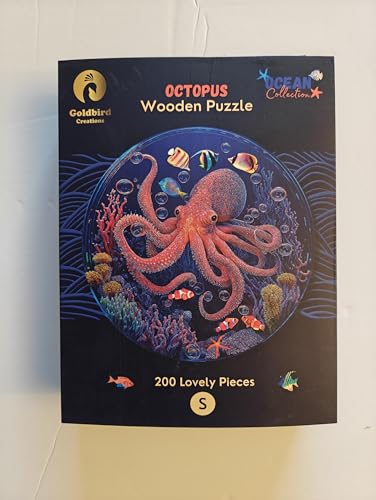 Wooden Jigsaw Puzzles for Adults - Animal Shaped Puzzles - Round Wooden Ocean Puzzles - Christmas & Birthday Gift Idea - Octopus