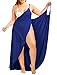 Unidear Women's Plus Size Beach Spaghetti Strap Cover Up Backless Wrap Long Dress