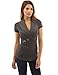 PattyBoutik Women Shawl Collar Short Sleeve Blouse (Dark Heather Gray Small)