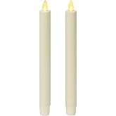 Luminara Set of 2 Moving Flame LED Taper (1x9.75), Flameless Candle, Melted Edge, Smooth Wax, Unscented (White)