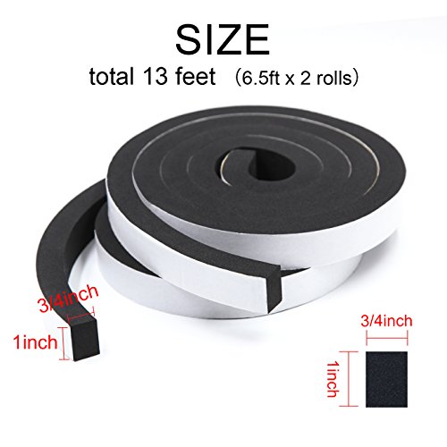 Foam Weather Stripping2 Rolls, 1 Inch Wide X 3/4 Inch Thick Adhesive