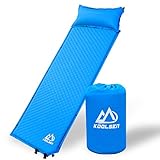 Koolsen Self-inflating sleeping pad for camping backpacking fishing and climbing,Lightweight Camping pad with pillow Blue