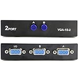 PASOW VGA 2 in 1 Out 2 Port VGA Switch Press Button Two Way VGA Vedio Switch for PC TV Monitor -Black