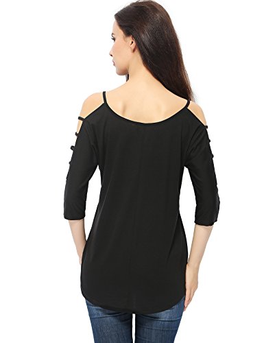 3 iGENJUN+Womens+Hollowed+Shoulder+Quarter