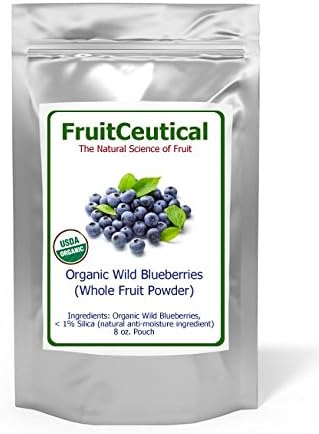 FruitCeutical USDA Certified Organic Wild Blueberry Whole Fruit Powder (Not an Extract) - 8 oz. - Satisfaction Guaranteed