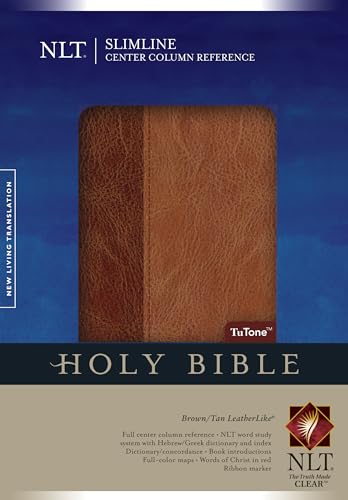Slimline Center Column Reference Bible NLT, TuTone (LeatherLike, Brown/Tan, Ind…