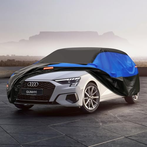 GUNHYI Breathable Waterproof Car Cover, Cover for Cars Audi A3 S3 RS3 Sportback Hatchback, Black Blue Canvas Car Garage Complete for Protection Against Rain, Sun and Dust.