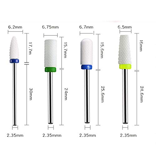 JEWHITENY Ceramic Nail Drill Bit Set Electric Nail Milling Cutter for Manicure Pedicure Nail Art Accessoires Tool Remove Nail Polish